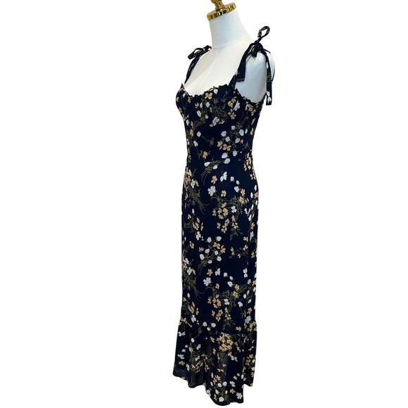 Reformation Blue Floral Midi Slip Dress SIZE 2 Cottage Sundress Corset $278 - Picture 10 of 13
